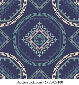 Seamless pattern. Geometry. Design with manual hatching. Textile. Ethnic boho ornament. Vector illustration for web design or print.