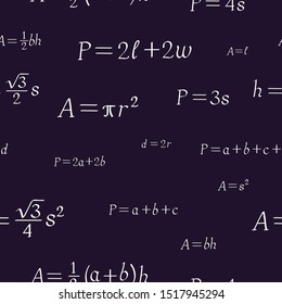 Seamless pattern with geometry figure and formulas 