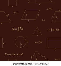 Seamless pattern with geometry figure and formulas 
