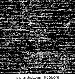 Seamless pattern of geometry, math, physics, electronic engineering subjects. Mathematics equation and calculations, endless hand writing. Black Background. 
