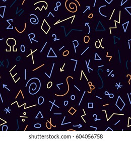 Seamless pattern with geometry, math science background