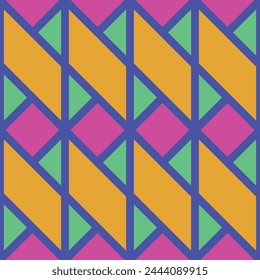 Seamless pattern geometry shape simple minimalist colorful vibrant element outline bright pop geometric