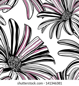 Seamless pattern with gerbera flowers. Vector background.