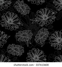 Seamless pattern with gerbera. Vector illustration
