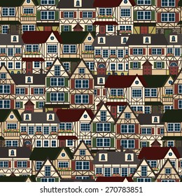 Seamless Pattern With German Houses. Vector Illustration.