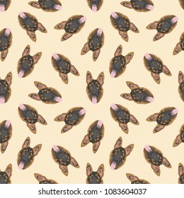 Seamless pattern with german shepherd