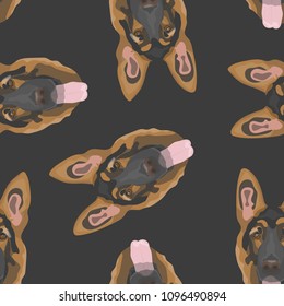 Seamless pattern with german shepherd