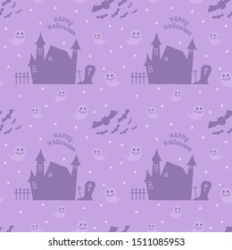 Seamless pattern ghost and castle on halloween day.