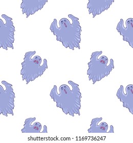 Seamless pattern of ghost characters. Vector illustration isolated on white background.