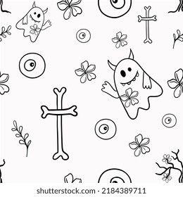 Seamless Pattern Ghost Clipart For A Terrible Halloween Party