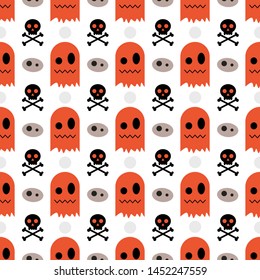 Seamless pattern with ghost and skull. seamless ghost pattern, skull pattern, seamless halloween pattern, vector illustration