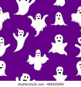 Seamless pattern Ghost with white eyes on Halloween.