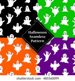 Seamless pattern Ghost with white eyes on Halloween.