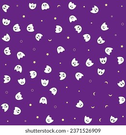 seamless pattern with ghosts in dark background