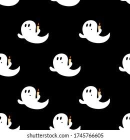 Seamless pattern of ghosts. Decoration for Halloween. Suitable for textile and wrapping paper.