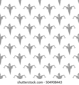 Seamless pattern of ghosts on black background.