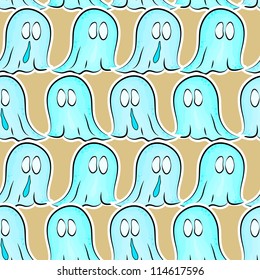 Seamless pattern with ghosts on Halloween