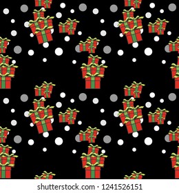 Seamless Pattern Gift box, Happy Christmas Gift and Happy New Year