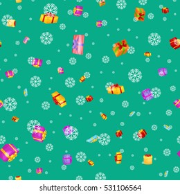 seamless pattern gift box for holiday presents with ribbons and bows, christmas background, happy birthday or xmas vector illustration
