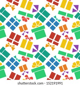 seamless pattern gift box with ribbon and bow
