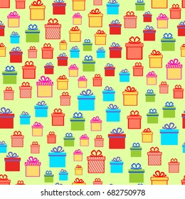 Seamless pattern gift box. Vector illustration.