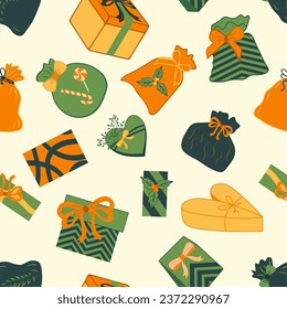 Seamless pattern of gift boxes