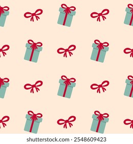 Seamless pattern with gift boxes background Vector Image, pastal color