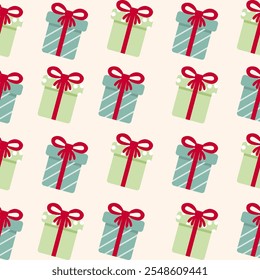 Seamless pattern with gift boxes background Vector Image, pastal color