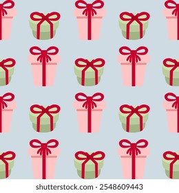 Seamless pattern with gift boxes background Vector Image, pastal color