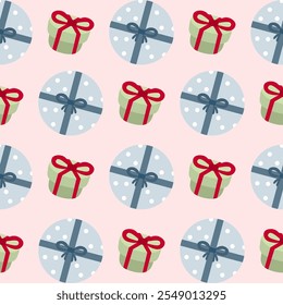 Seamless pattern with gift boxes background Vector Image