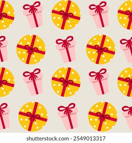 Seamless pattern with gift boxes background Vector Image