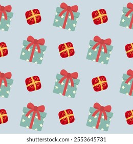 Seamless pattern with gift boxes background Vector Image, pastal color.
