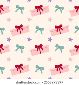 Seamless pattern with gift boxes background Vector Image