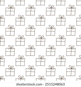 Seamless pattern with gift boxes. Christmas and New Year gifts. Festive design for packaging, background