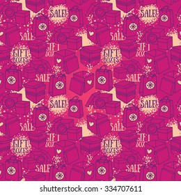 seamless pattern with gift boxes for christmas sale, vector illustration 