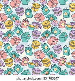 seamless pattern with gift boxes for christmas sale, vector illustration 