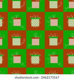 Seamless pattern of gift boxes. Flat vector illustration