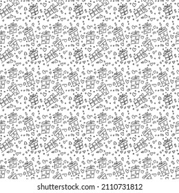 seamless pattern with gift boxes and hearts. valentine's day vector