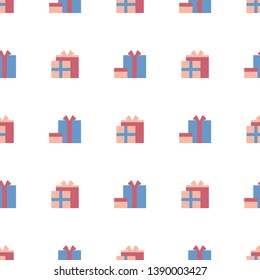 Seamless pattern with gift boxes on the white background.Vector illustration