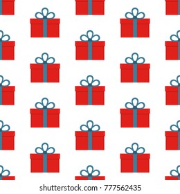 Seamless pattern with gift boxes on white background. Vector illustration
