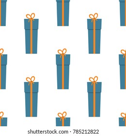 Seamless pattern with gift boxes on white background. Vector illustration
