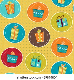 Seamless pattern with gift boxes, paper wrap