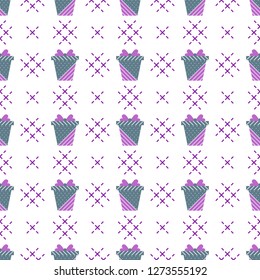 Seamless pattern with gift boxes. Presents. Happy New Year 2019, Christmas, Birthday, mothers day vector background. Sale, shopping concept.