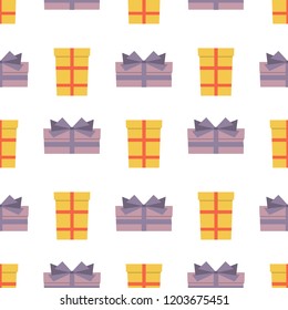 Seamless pattern with gift boxes. Vector illustration.
