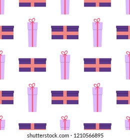 Seamless pattern with gift boxes. Vector illustration.
