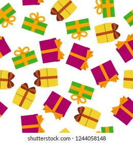 Seamless pattern with gift boxes. Vector illustration.
