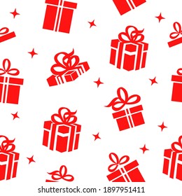 Seamless pattern with gift boxes . Vector illustration