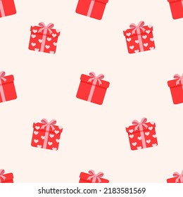 Seamless pattern with gift boxes. Vector texture illustration for valentine's day, christmas and other holidays for postcard, textile, decor, paper, texture, wrapping.