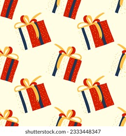 Regalos de patrón sin inconvenientes con recompensa en rojo y azul para impresiones textiles o de objetos