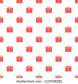 Seamless pattern with gifts boxes, bandaged with ribbons and bow.